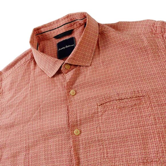 Tommy Bahama Mens Pink Check Textured Long Sleeve Button Up Shirt XL - Picture 1 of 6